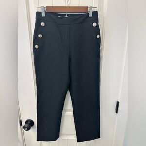Rachel Zoe Black Sailor Button High Waisted Cropped Trousers Pants Size 4